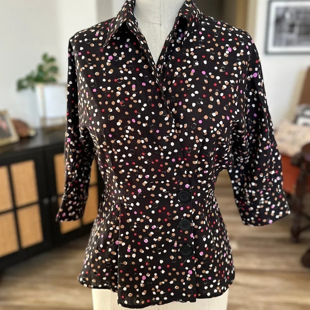 Eva Franco Albright Deco Dot Top in Black and Cream - NWT - Sample! - Size 8